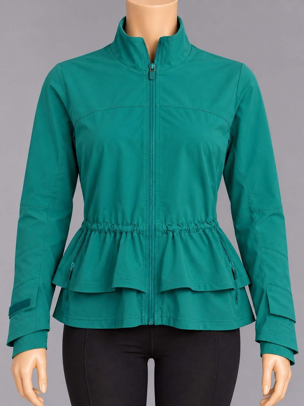 Sweaty Betty Fast Lane Running Jacket XL 12 Teal Peplum SB8938